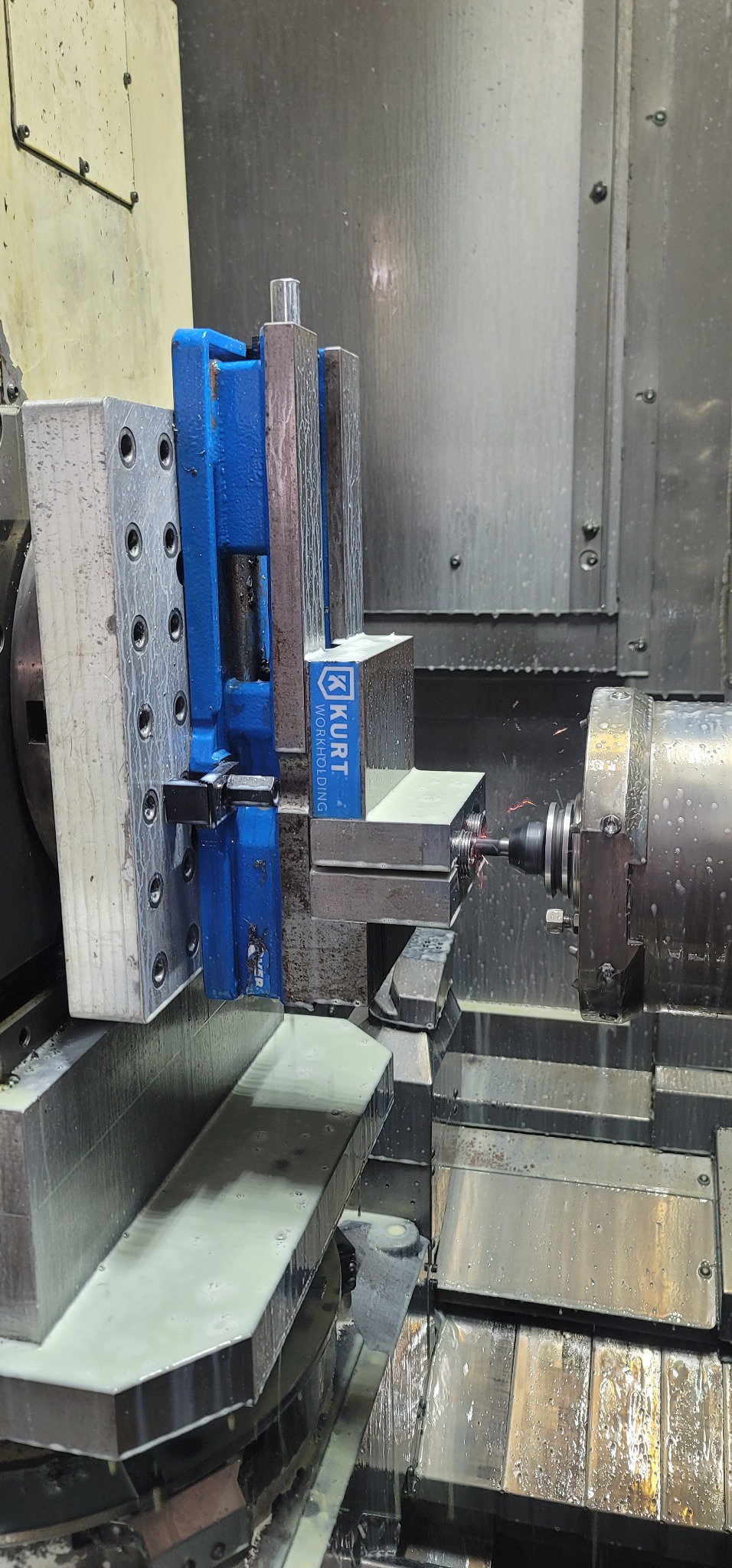 Custom machining setup at Eddy Machine Company