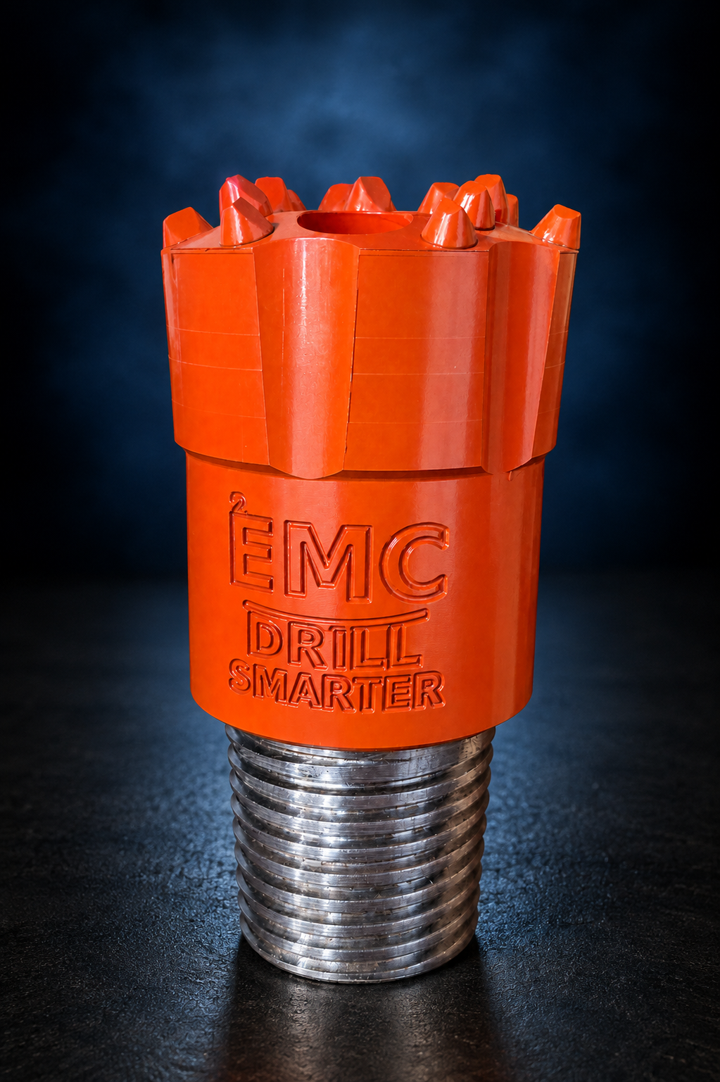 Orange EMC drilling bit with DRILL SMARTER branding